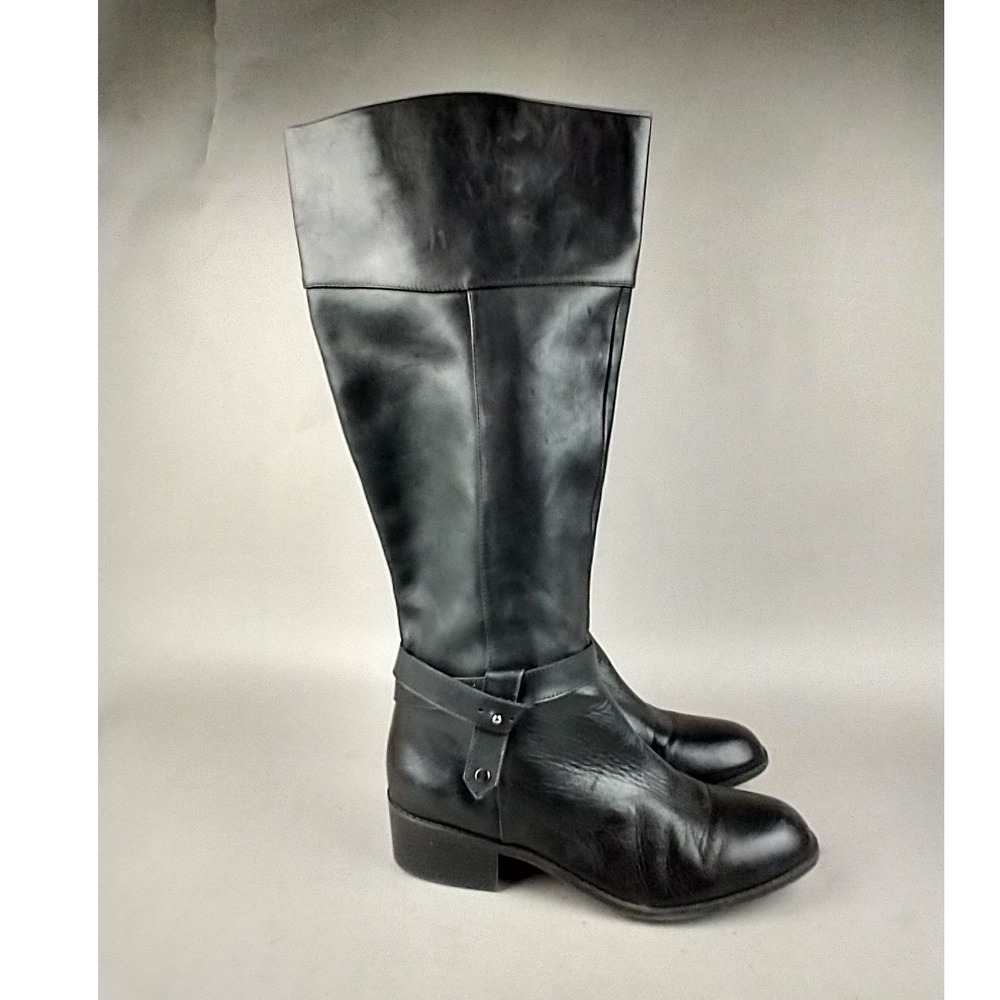 Alfani Berniee Black Leather Tall Riding Boots StepFlex Knee High Womens‎ 10M